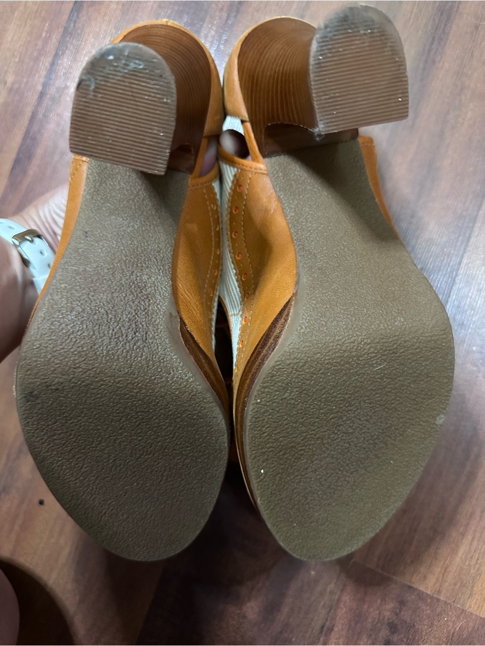 Poetic License Tan & Cream Peep-Toe Lace-Up Heels - Picture 7 of 7